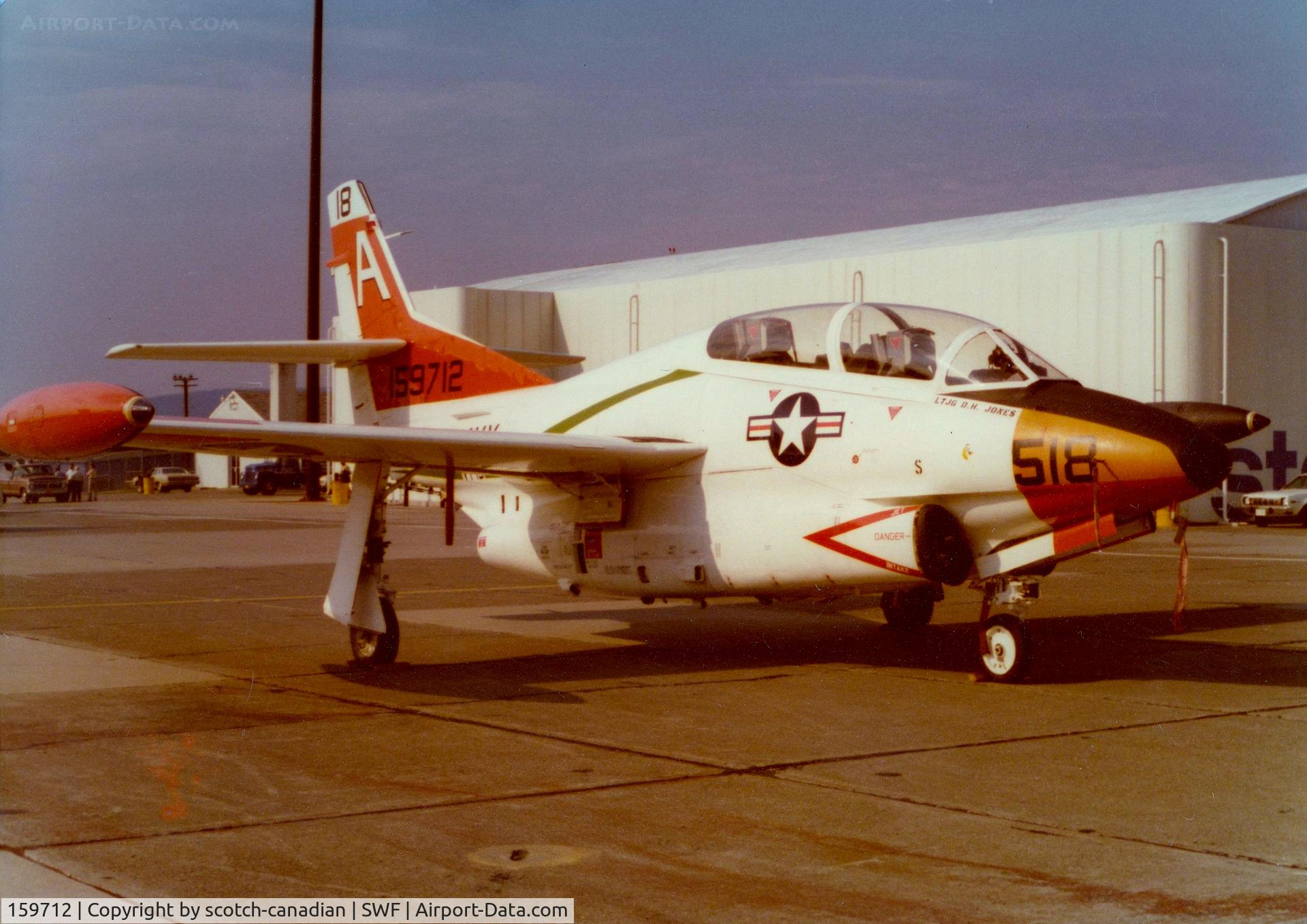 159712, Rockwell T-2C Buckeye C/N Not found 159712, North American T-2C Buckeye at Stewart International Airport, Newburgh, NY - circa 1970's