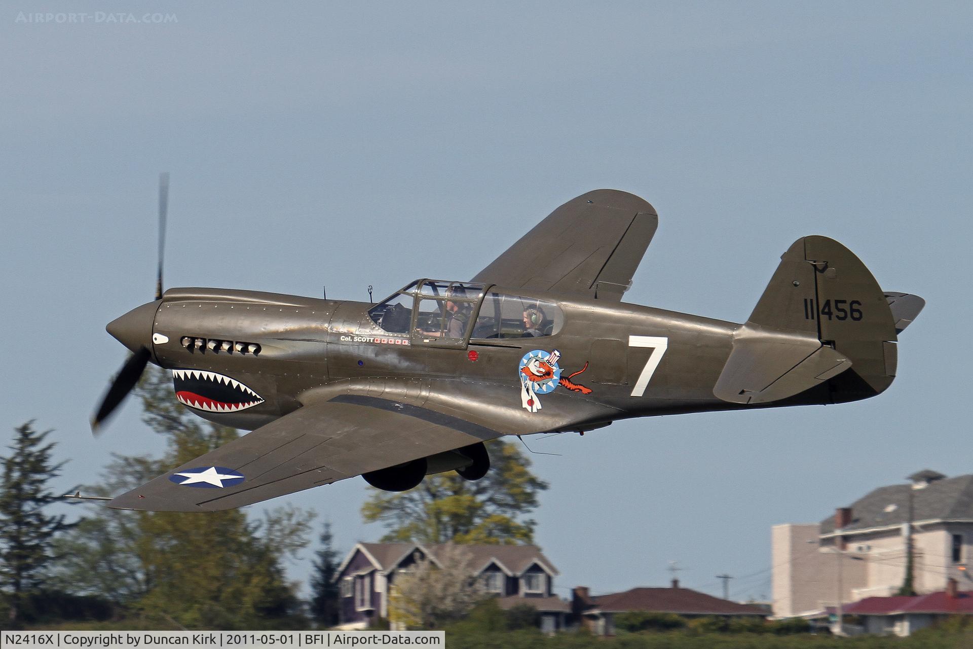N2416X, Curtiss P-40E Warhawk C/N 16701, Gorgeous Kittyhawk doing joy rides