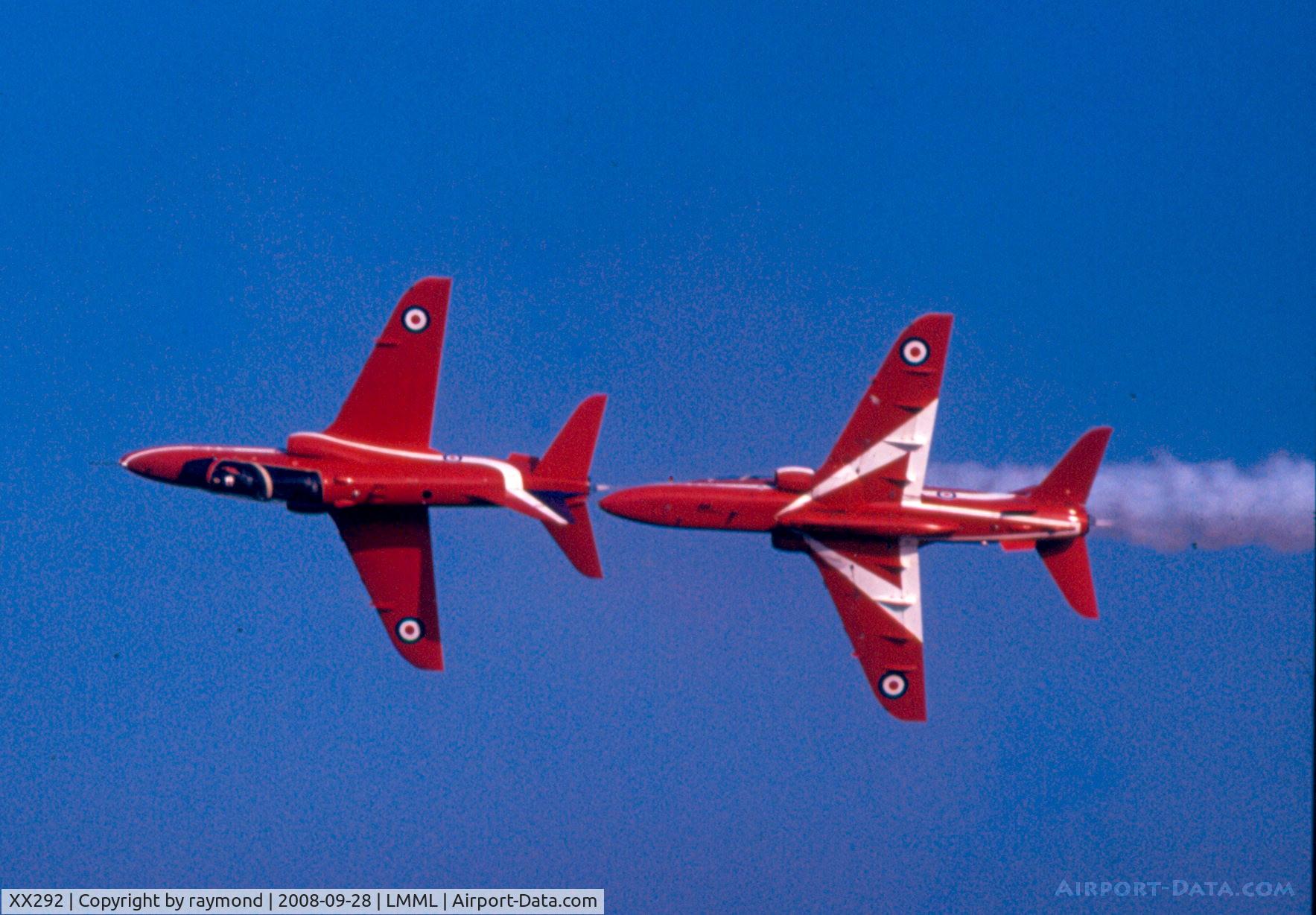 XX292, 1979 Hawker Siddeley Hawk T.1W C/N 119/312117, Red Arrows duo display aircraft over Malta