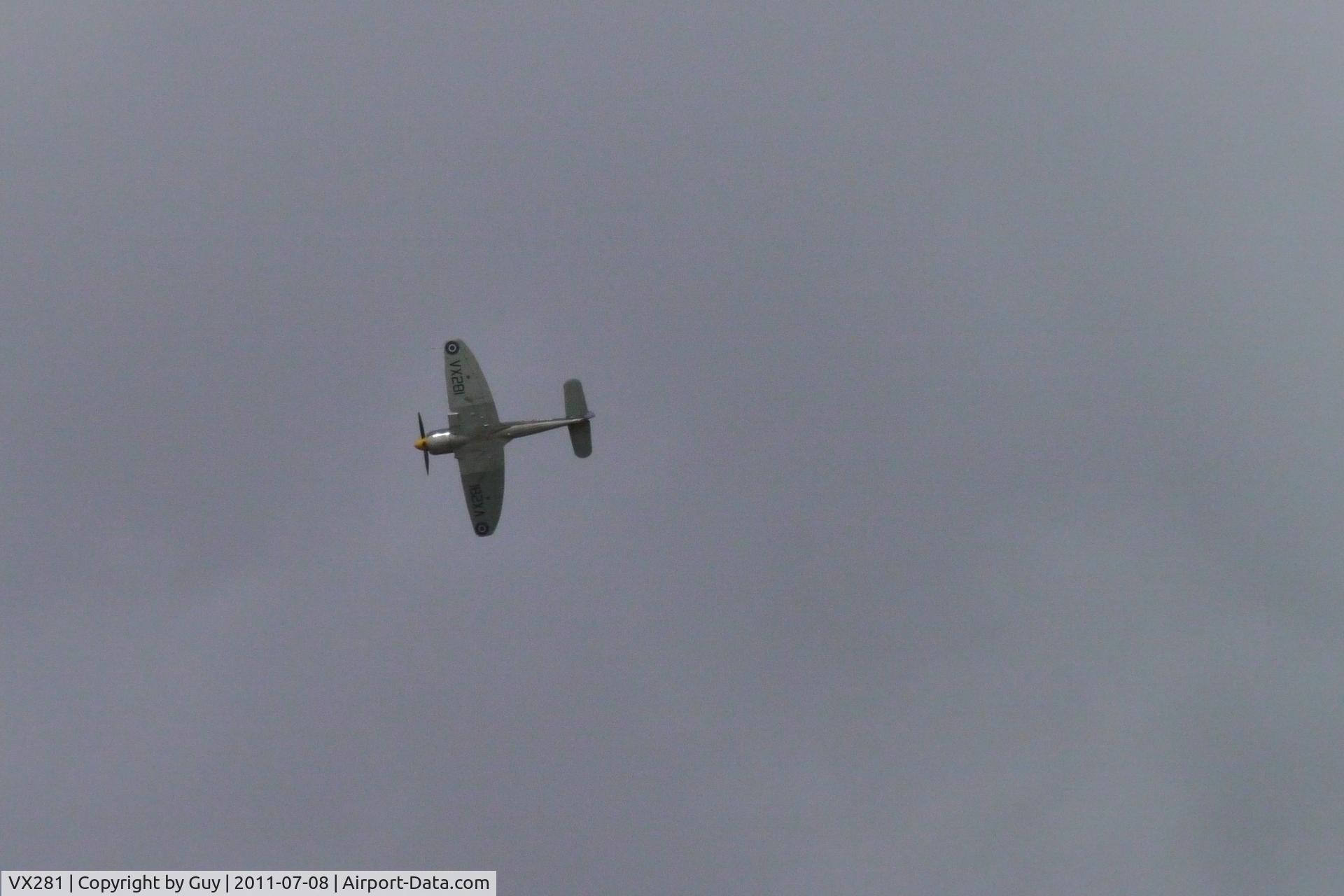 VX281, 1949 Hawker Sea Fury T.20 C/N ES.3615, A brief visit and flying display over Westland Aircraft factory in Yeovil, Somerset, UK.
