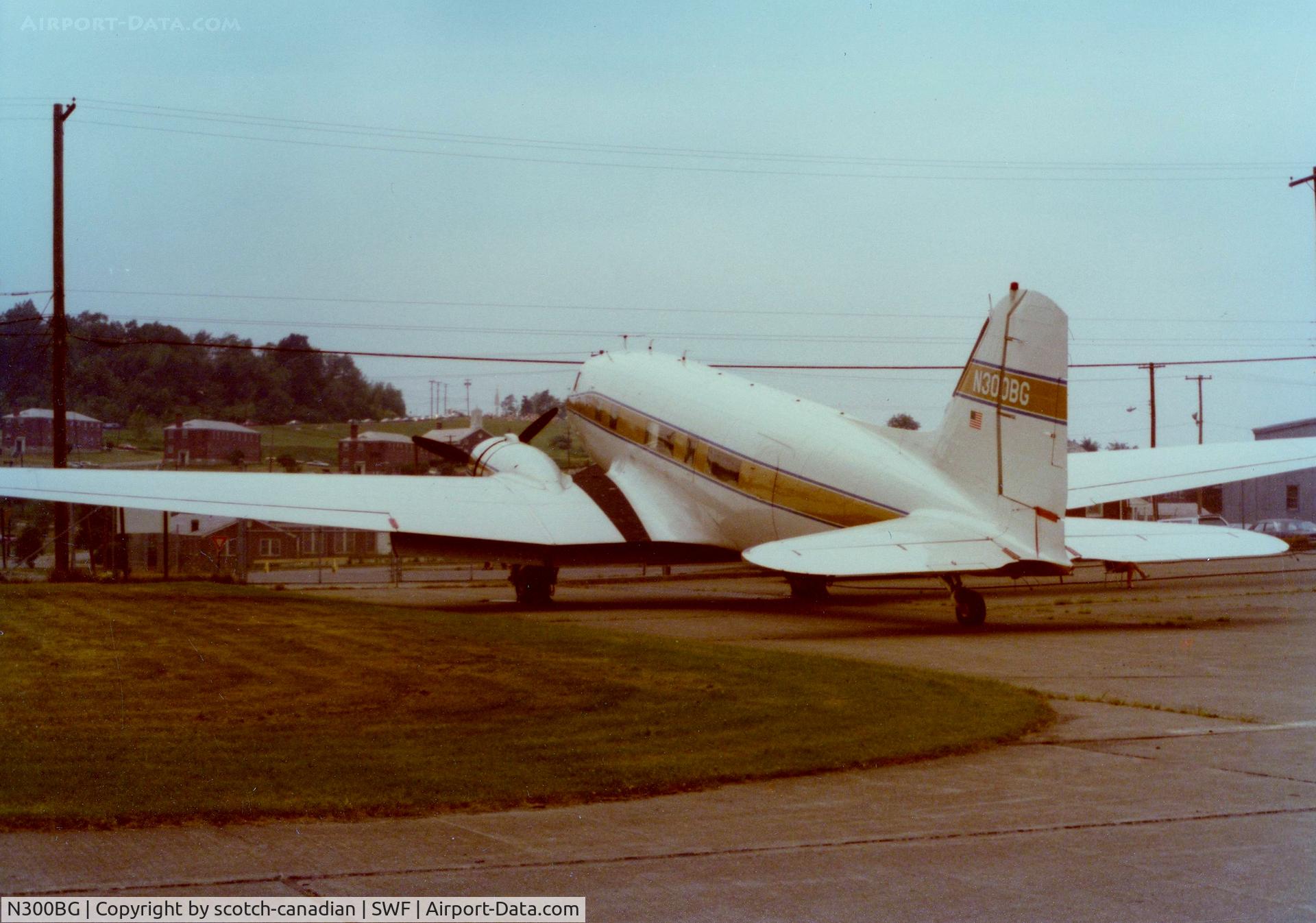 N300BG, 1947 Douglas DC3C C/N 4327, Douglas DC-3 N300BG at Stewart International Airport, Newburgh, NY - circa 1970's