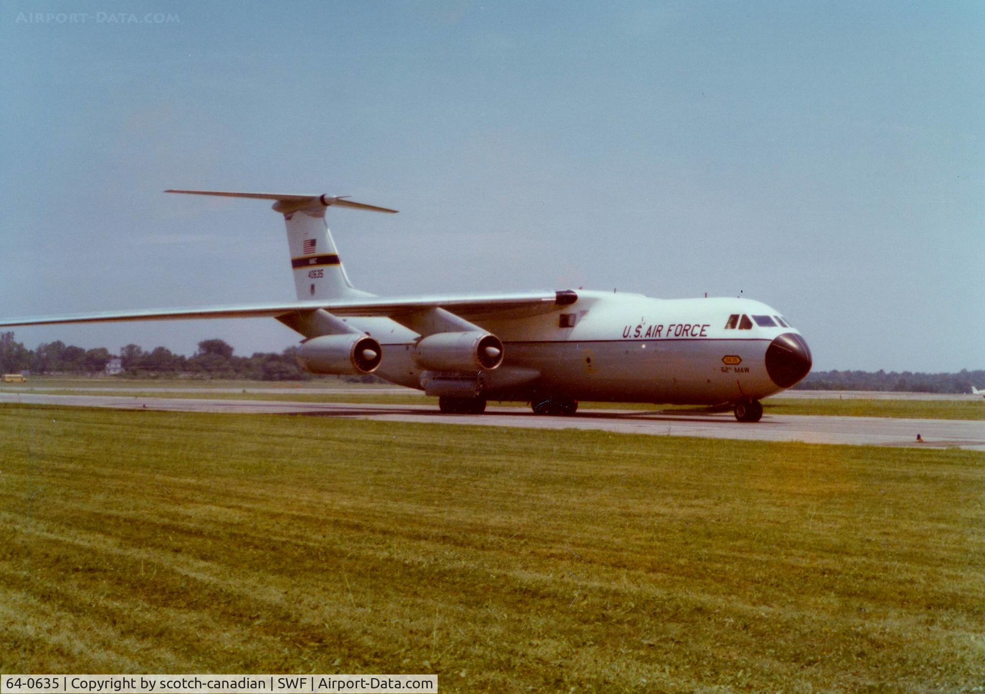 64-0635, 1964 Lockheed C-141A Starlifter C/N 300-6047, 1964 Lockheed C-141A Starlifter SN: 64-0635 at Stewart International Airport, Newburgh, NY - circa 1970's