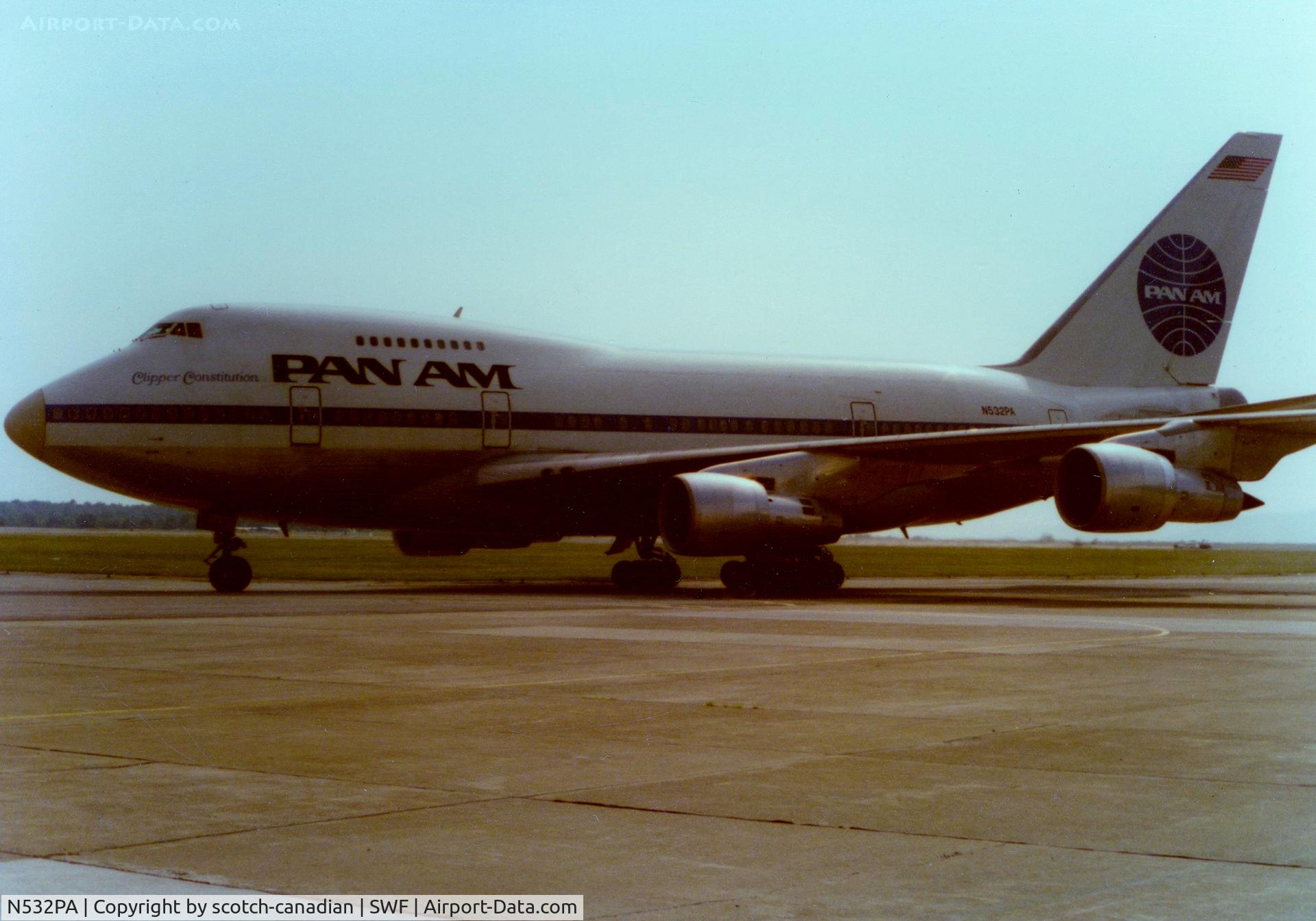 N532PA, 1976 Boeing 747SP-21 C/N 21024, Pan Am Boeing 747SP-21 at Stewart International Airport, Newburgh, NY - circa 1970's 