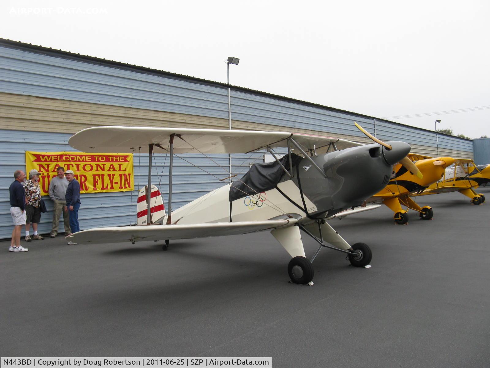 N443BD, 1953 CASA 1-131E Jungmann C/N Not found E3B-443/ N443BD, 1953 C.A.S.A. 1.131 Bucker JUNGMANN E3B, Lycoming O-360 180 Hp upgrade, aircraft logo commemorates the Bucker aerobatic aircraft that won the 1936 World Olympic Games in Berlin-only aircraft ever to win an Olympic Gold Medal.