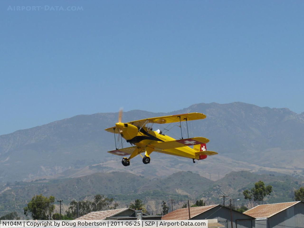 N104M, 2002 SSH T-131PA Jungmann C/N 157, 1992 Galpin Bucker JUNGMANN AERO Z 131, Lycoming IO-360 A&C 200 Hp conversion, takeoff climb Rwy 22