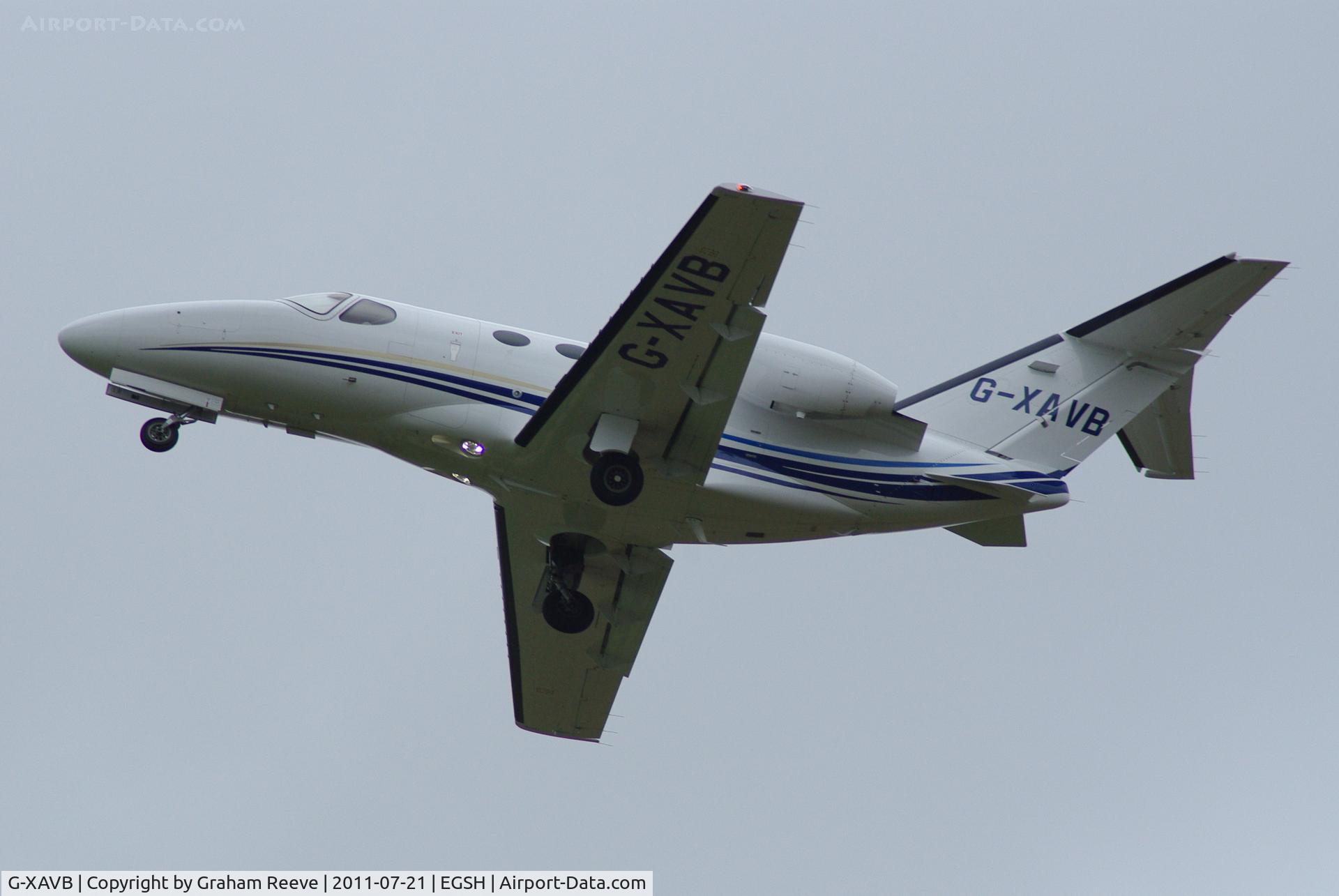 G-XAVB, 2010 Cessna 510 Citation Mustang Citation Mustang C/N 510-0283, Training flight at Norwich.