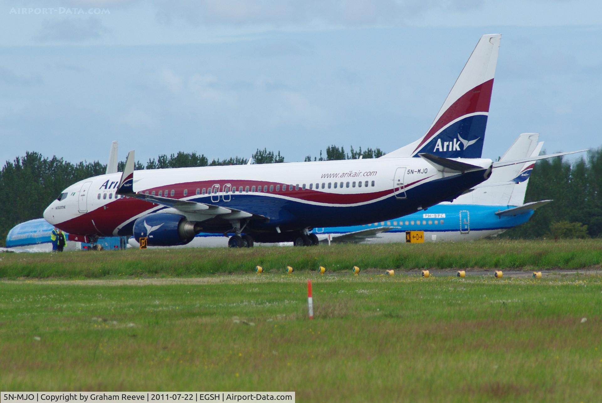 5N-MJO, 2008 Boeing 737-86N C/N 35640, Under test at Norwich.