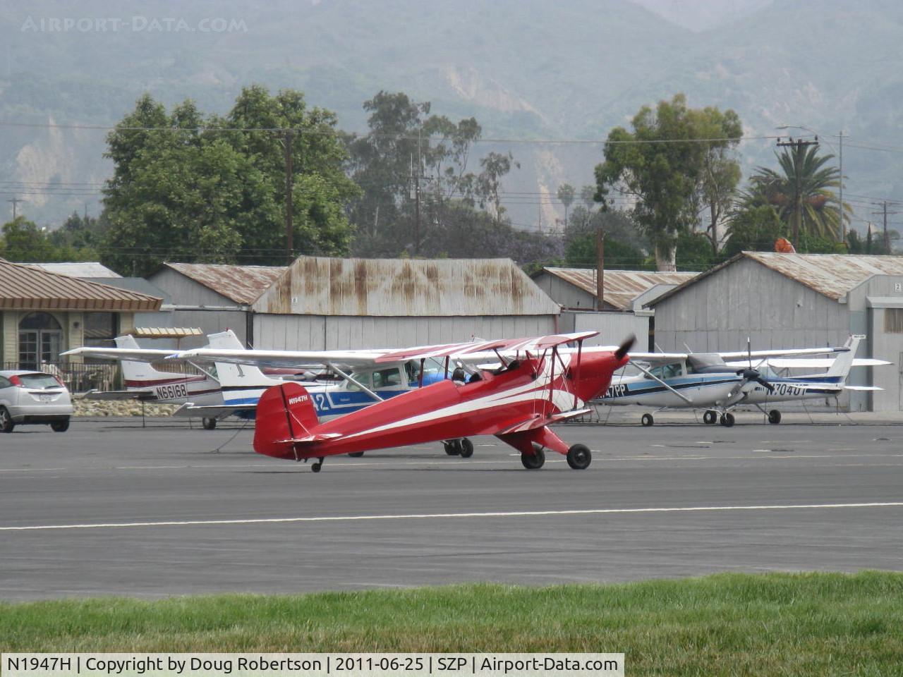 N1947H, 1947 Bucker Bu-131 Jungmann C/N 185, 1947 AERO Z Bucker JUNGMANN 131, Lycoming O&VO-360 upgrade, taxi to Rwy 22