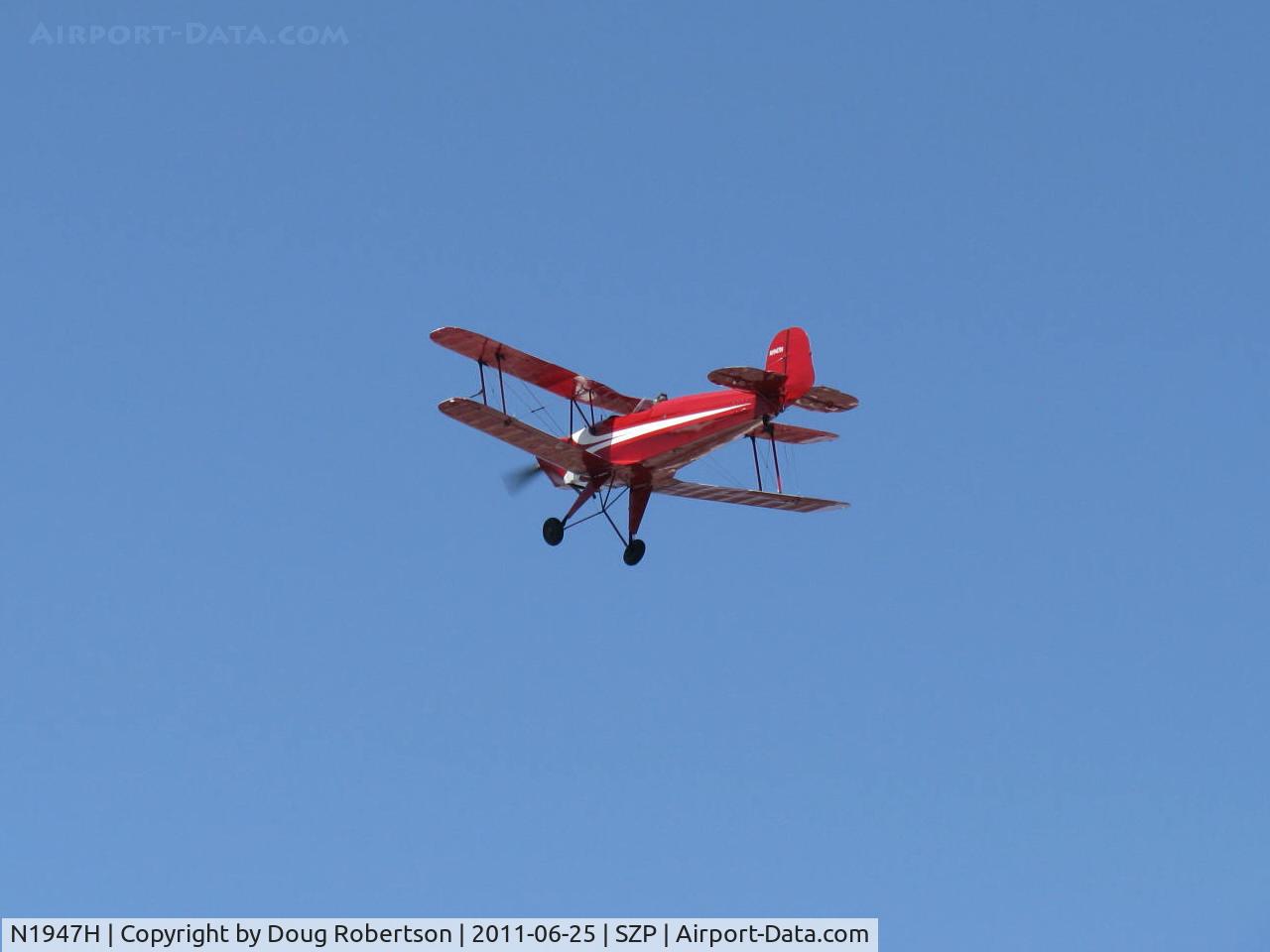N1947H, 1947 Bucker Bu-131 Jungmann C/N 185, 1947 AERO Z Bucker JUNGMANN 131, Lycoming O&VO-360 upgrade, takeoff climb Rwy 22
