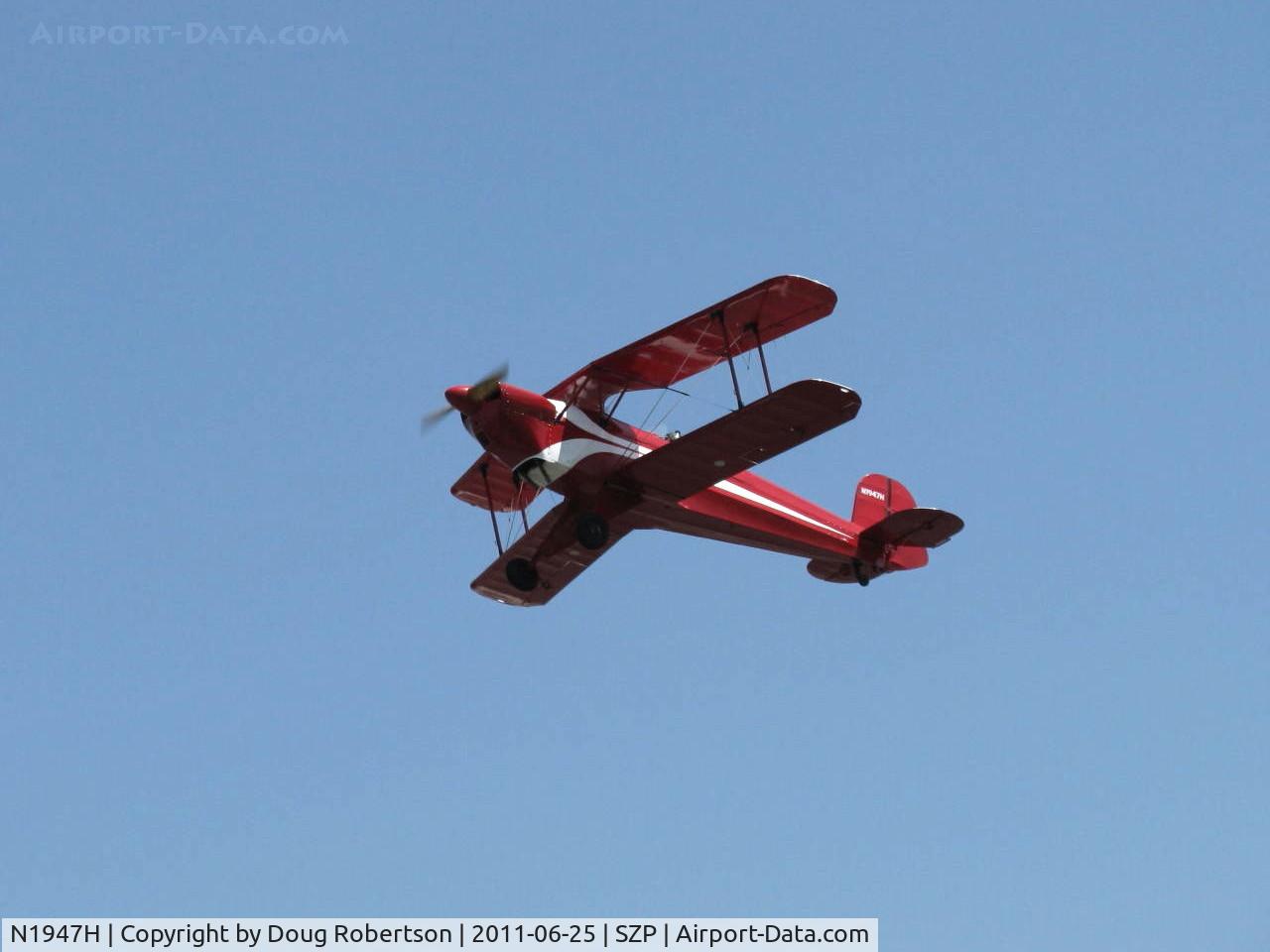 N1947H, 1947 Bucker Bu-131 Jungmann C/N 185, 1947 AERO Z Bucker JUNGMANN 131, Lycoming O&VO-360 upgrade, takeoff climb Rwy 22