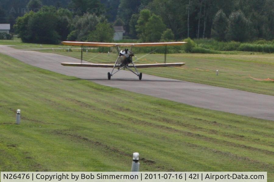 N26476, 1941 Meyers OTW-160 C/N 29, Departing the EAA fly-in at Zanesville, Ohio.