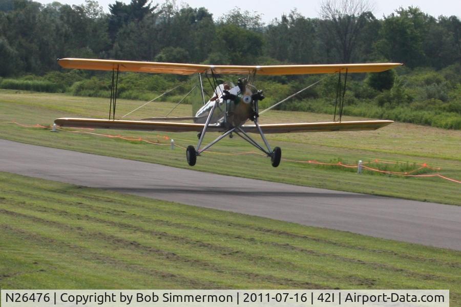 N26476, 1941 Meyers OTW-160 C/N 29, Departing the EAA fly-in at Zanesville, Ohio.