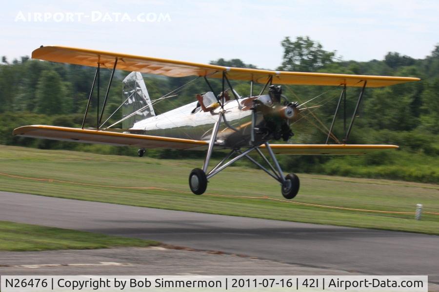 N26476, 1941 Meyers OTW-160 C/N 29, Departing the EAA fly-in at Zanesville, Ohio.