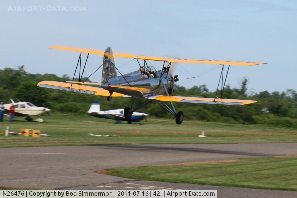 N26476, 1941 Meyers OTW-160 C/N 29, Departing the EAA fly-in at Zanesville, Ohio.