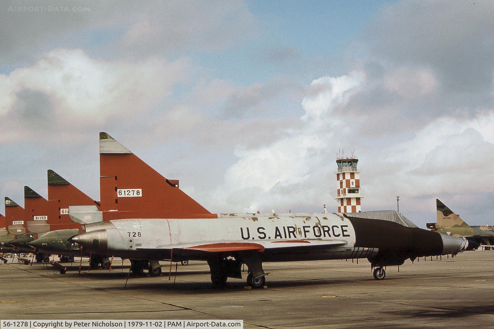 56-1278, 1956 Convair PQM-102B Delta Dagger C/N Not found 56-1278, PQM-102B Delta Dagger of the Air Defence Weapons Centre at Tyndall AFB in November 1979.