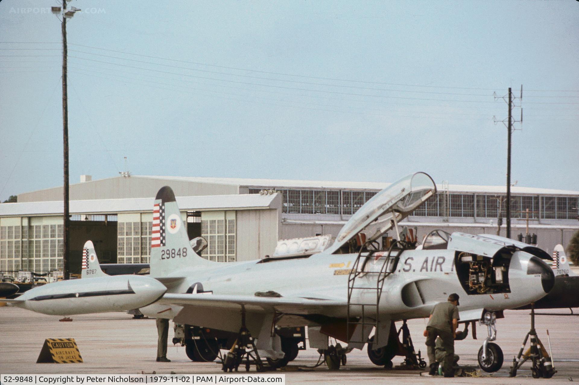 52-9848, 1952 Lockheed T-33A Shooting Star C/N 580-8154, T-33A Shooting Starof the Air Defence Weapons Centre at Tyndall AFB in November 1979.