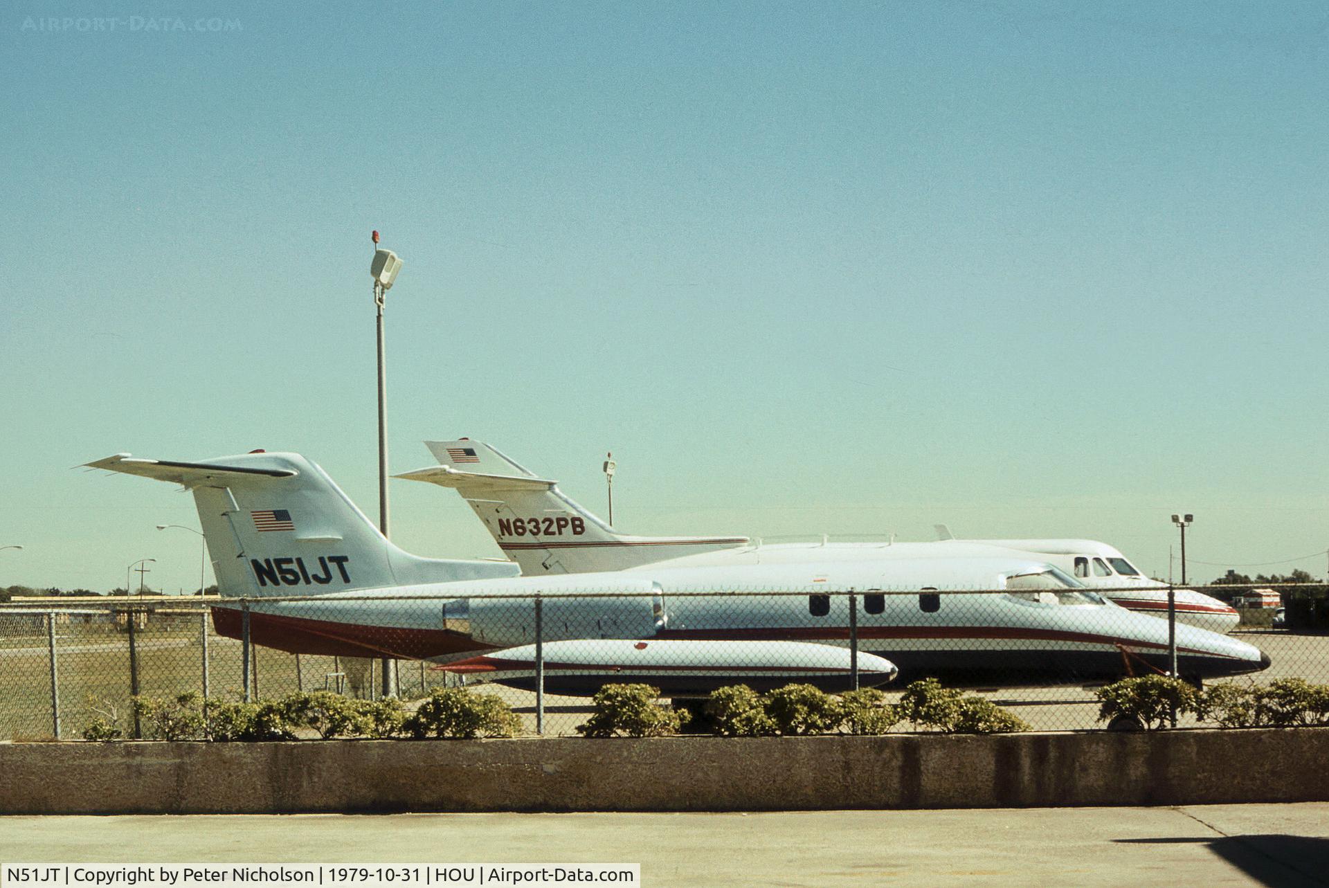 N51JT, 1974 Learjet 24D C/N 283, Learjet 24D seen at Houston Hobby Airport in October 1979.