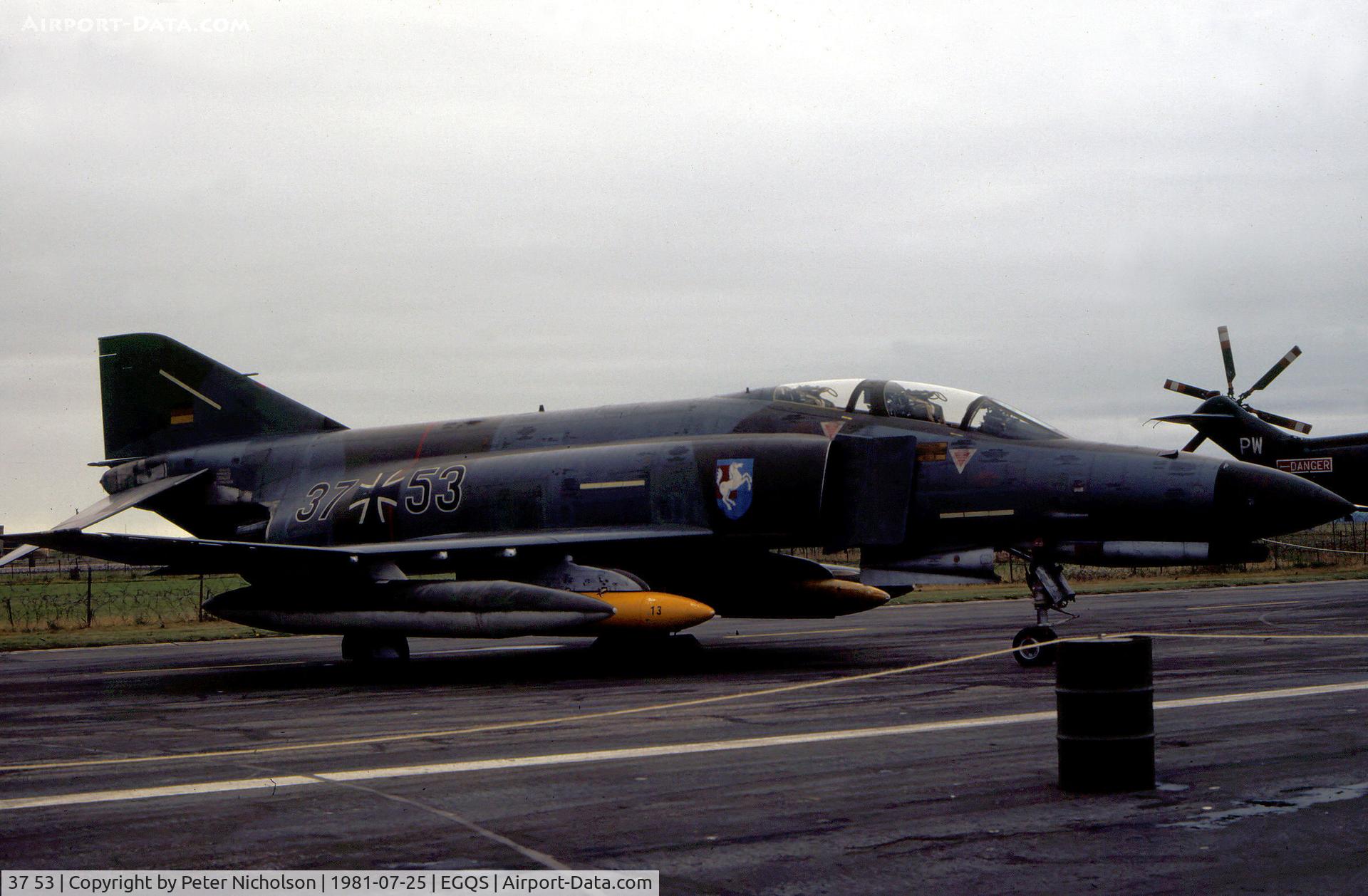 37 53, 1972 McDonnell Douglas F-4F Phantom II C/N 4479, F-4F Phantom of JBG-36 on display at the 1981 RAF Lossiemouth Airshow.