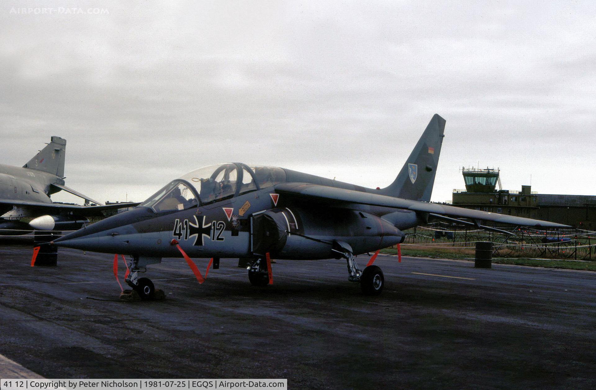 41 12, 1981 Dassault-Dornier Alpha Jet A C/N 0112, Alpha Jet A of JBG-43 on display at the 1981 RAF Lossiemouth Airshow.