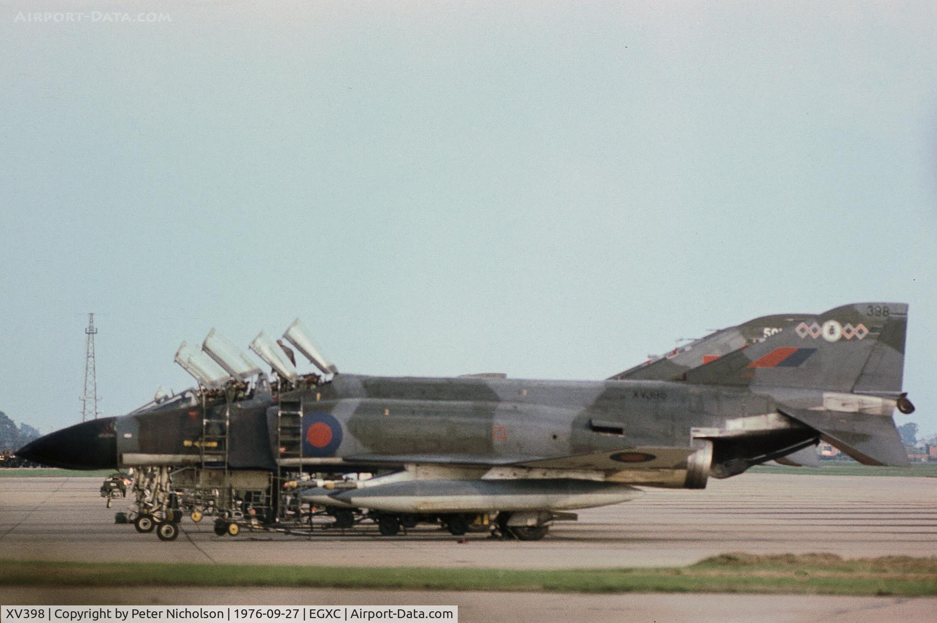 XV398, 1968 McDonnell Douglas Phantom FGR2 C/N 2864/9228, Another view of this 64 [Reserve] Squadron Phantom FGR.2 on the RAF Coningsby flight-line in September 1976.