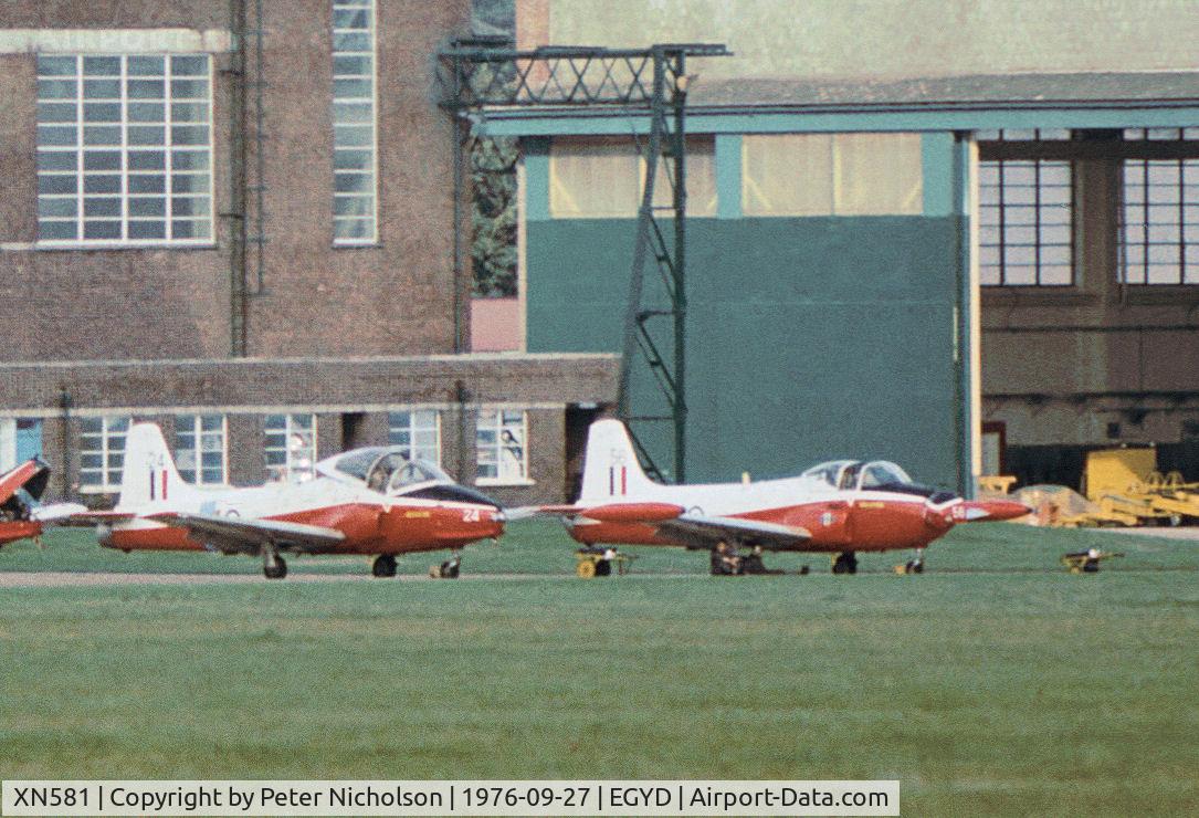 XN581, 1961 Hunting P-84 Jet Provost T.3A C/N Not found XN581, Jet Provost T.3A of the RAF College in September 1976 on the flight-line at RAF Cranwell alongside a Jet Provost T.5A which was replacing the earlier model.