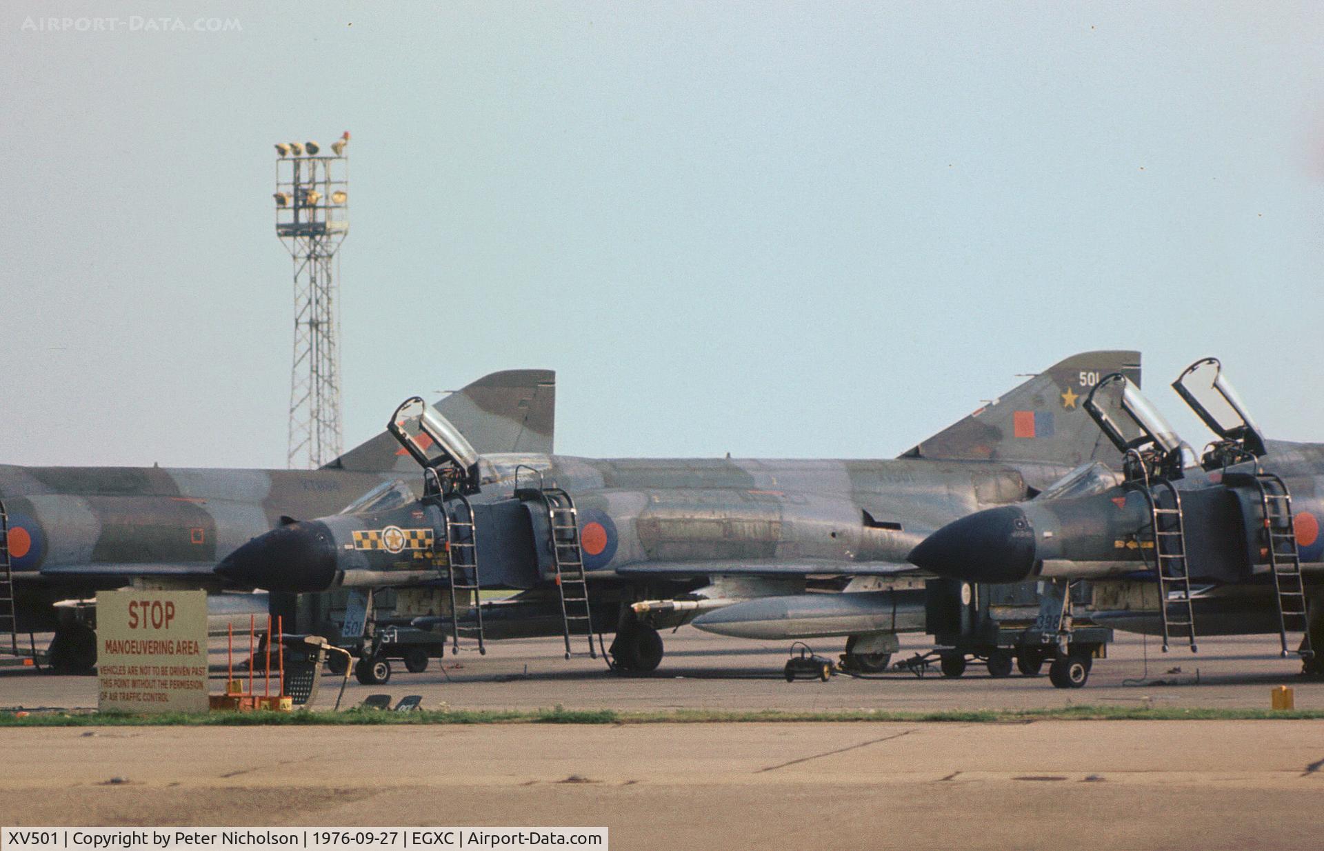 XV501, 1969 McDonnell Douglas Phantom FGR2 C/N 3507, Phantom FGR.2 of 31 Squadron on the flight-line at RAF Coningsby in September 1976.