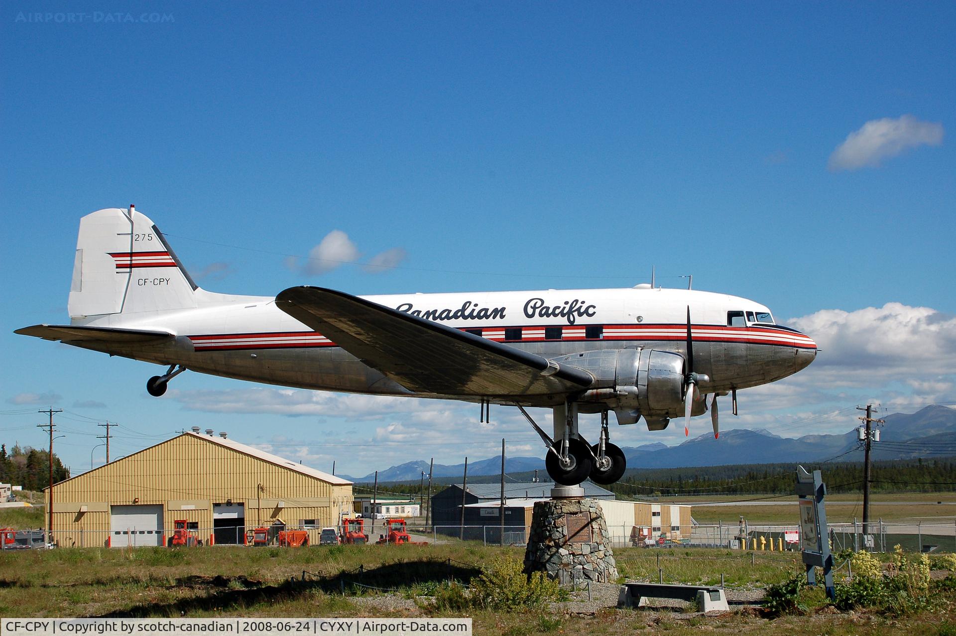 CF-CPY, 1944 Douglas DC-3 (C-47) C/N 4666, Douglas DC-3 CF-CPY Weather Vane at Whitehorse, YT