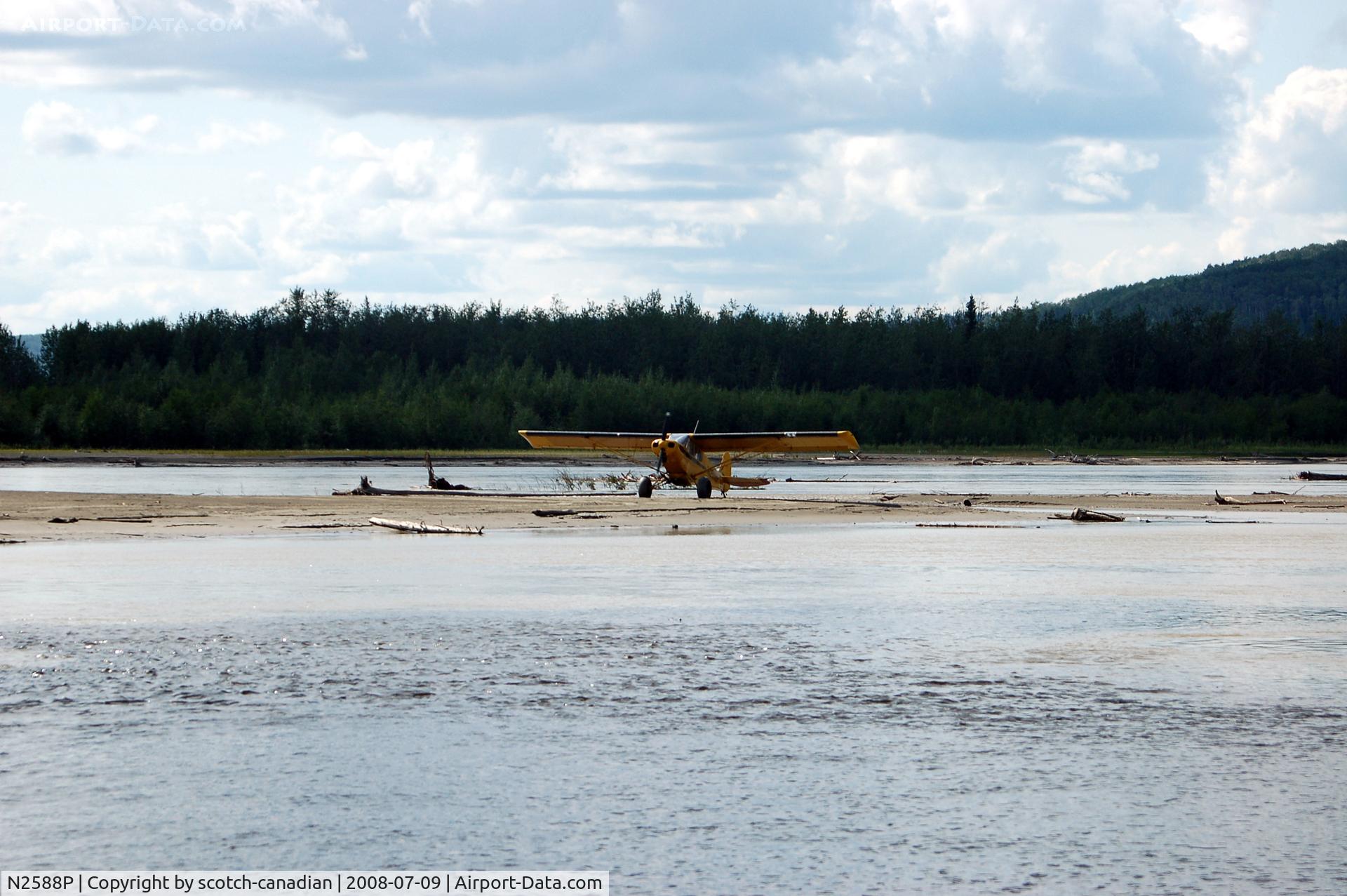 N2588P, 1955 Piper PA-18-150 Super Cub C/N 18-4332, 1955 Piper PA18-150 N2588P taking off from a sand bar in the Tanana River - Fairbanks, AK