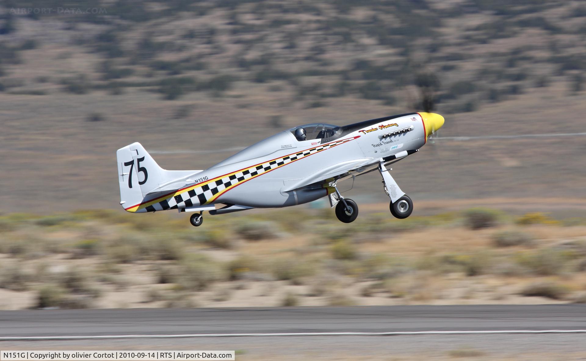 N151G, Papa 51 Thunder Mustang C/N FITM024, taking off during the 2010 reno air races
