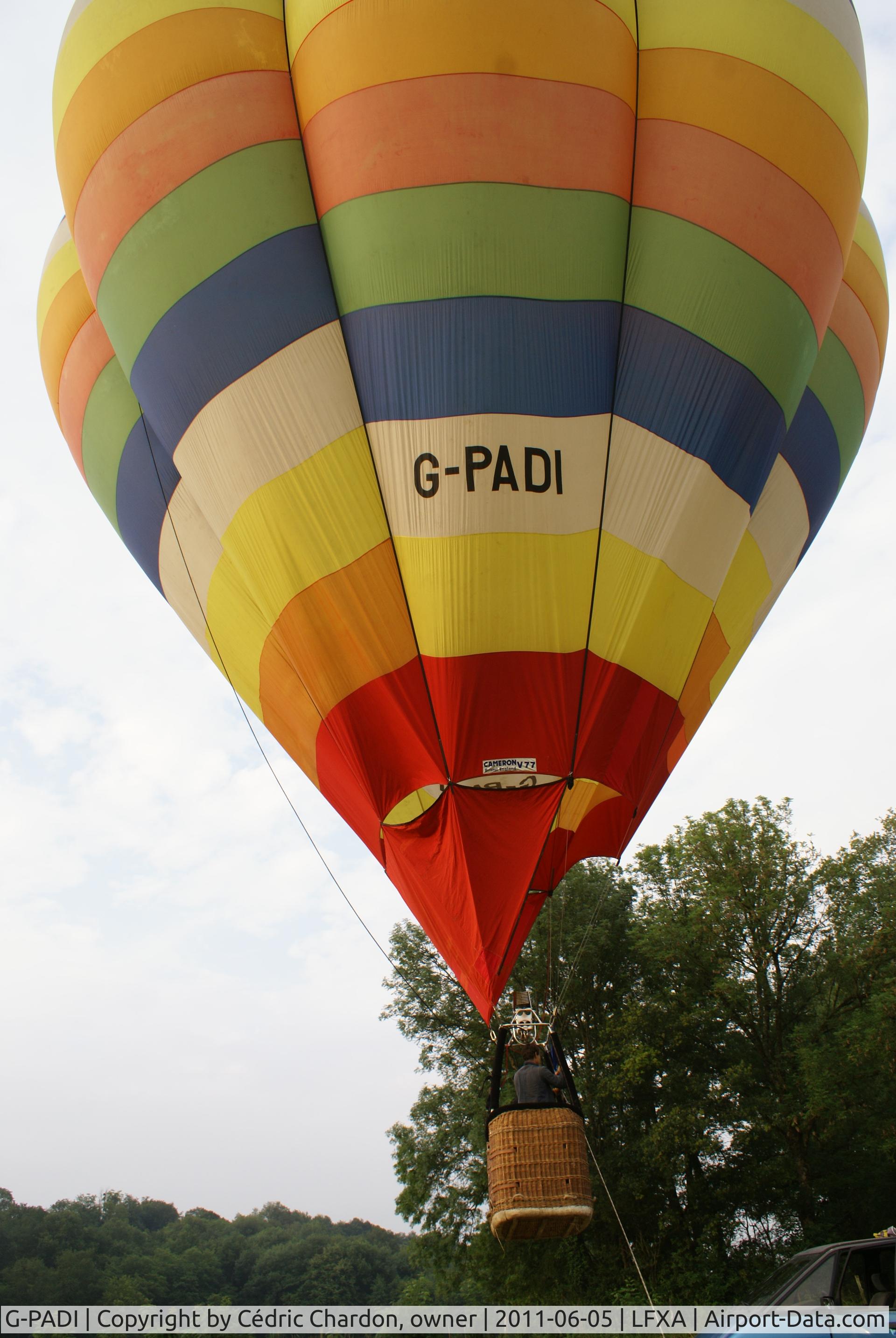 G-PADI, 1988 Cameron Balloons V-77 C/N 1809, flight in France near Bourg-en-Bresse.