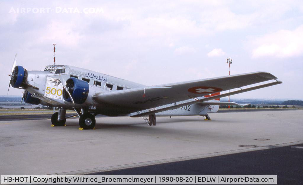 HB-HOT, 1939 Junkers Ju-52/3m g4e C/N 6595, Ju-Air / With special 500 Years Post (Mail) Sticker.