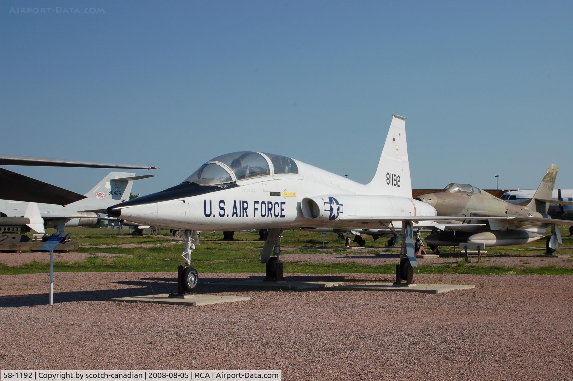 58-1192, 1958 Northrop YT-38A Talon C/N N.5002, YT-38A Talon at the South Dakota Air and Space Museum, Box Elder, SD