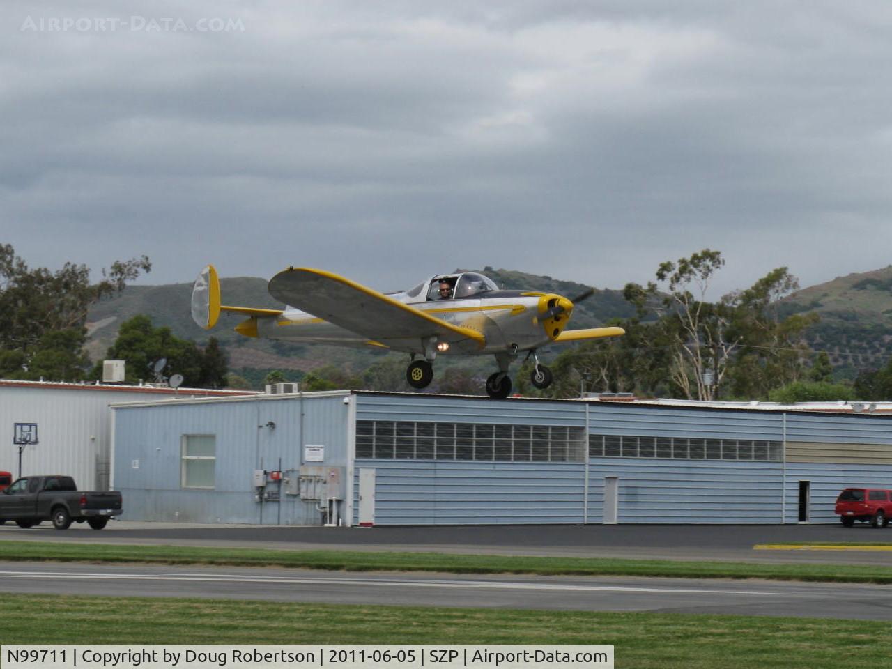 N99711, 1946 Erco 415D Ercoupe C/N 2334, 1946 ERCO Ercoupe 415-D, Continental O-200 100 Hp upgrade, on final Rwy 04