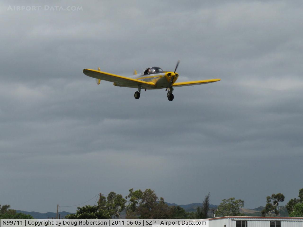 N99711, 1946 Erco 415D Ercoupe C/N 2334, 1946 ERCO Ercoupe 415-D, Continental O-200 100 Hp upgrade, on final Rwy 04