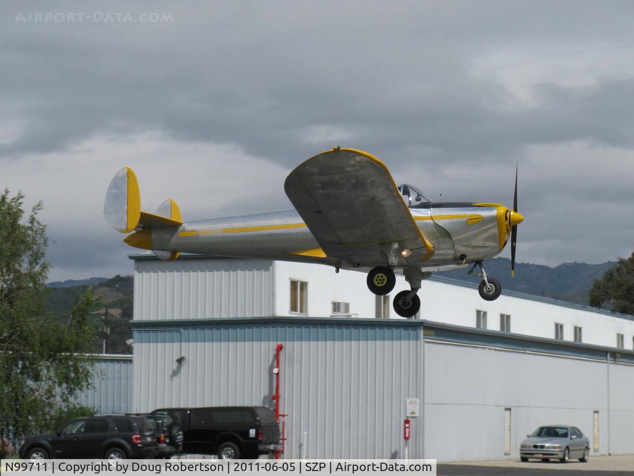 N99711, 1946 Erco 415D Ercoupe C/N 2334, 1946 ERCO Ercoupe 415-D, Continental O-200 100 Hp upgrade, landing Rwy 04