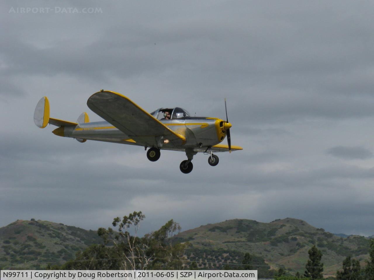 N99711, 1946 Erco 415D Ercoupe C/N 2334, 1946 ERCO Ercoupe 415-D, Continental O-200 100 Hp, landing Rwy 04
