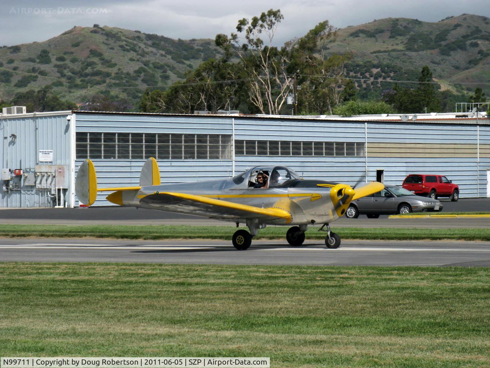 N99711, 1946 Erco 415D Ercoupe C/N 2334, 1946 ERCO Ercoupe 415-D, Continental O-200 100 Hp upgrade, takeoff roll Rwy 04