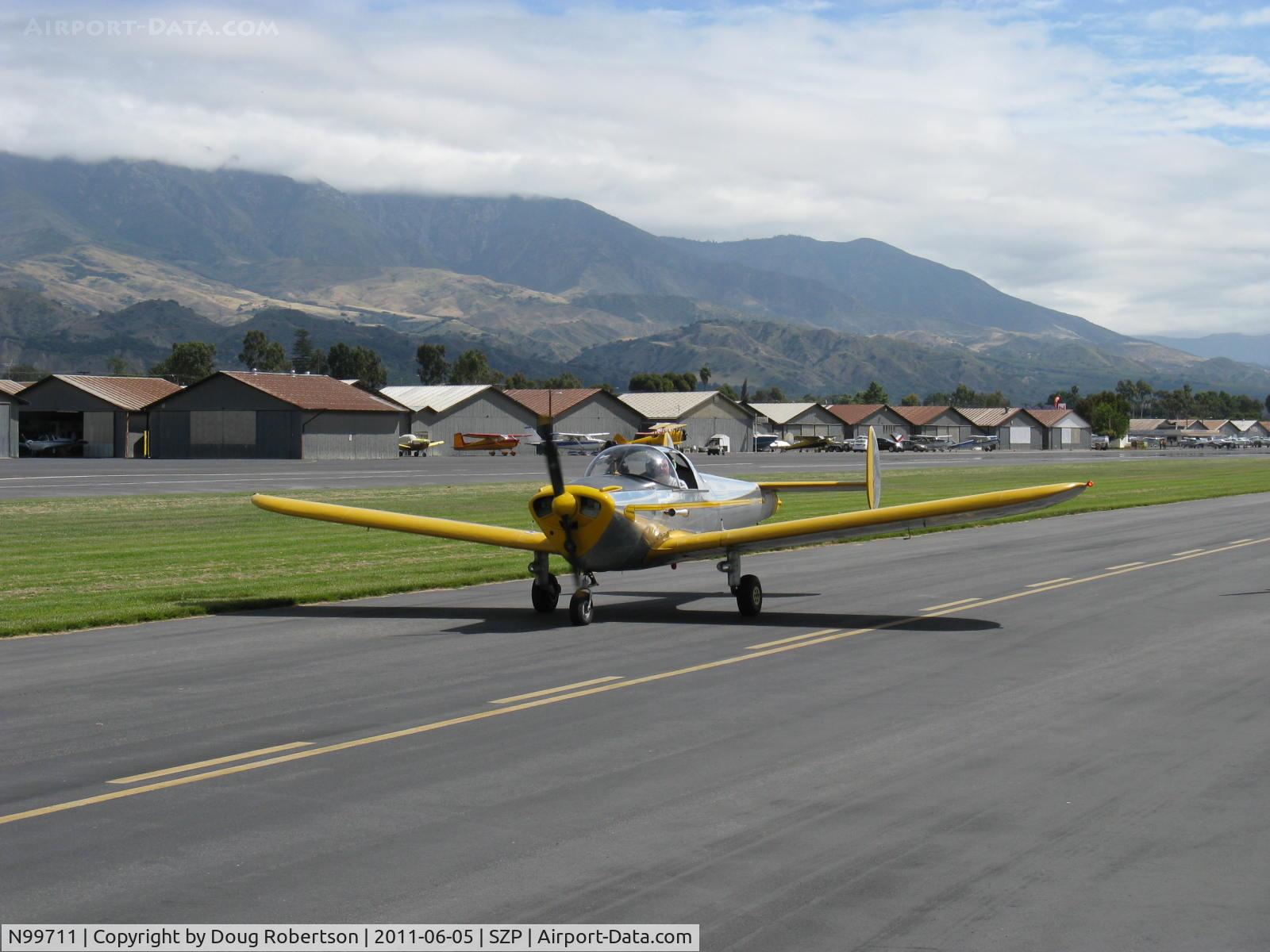 N99711, 1946 Erco 415D Ercoupe C/N 2334, 1946 ERCO Ercoupe 415-D, Continental O-200 100 Hp upgrade, Sam & Herm taxi to Rwy 04 for pattern practice