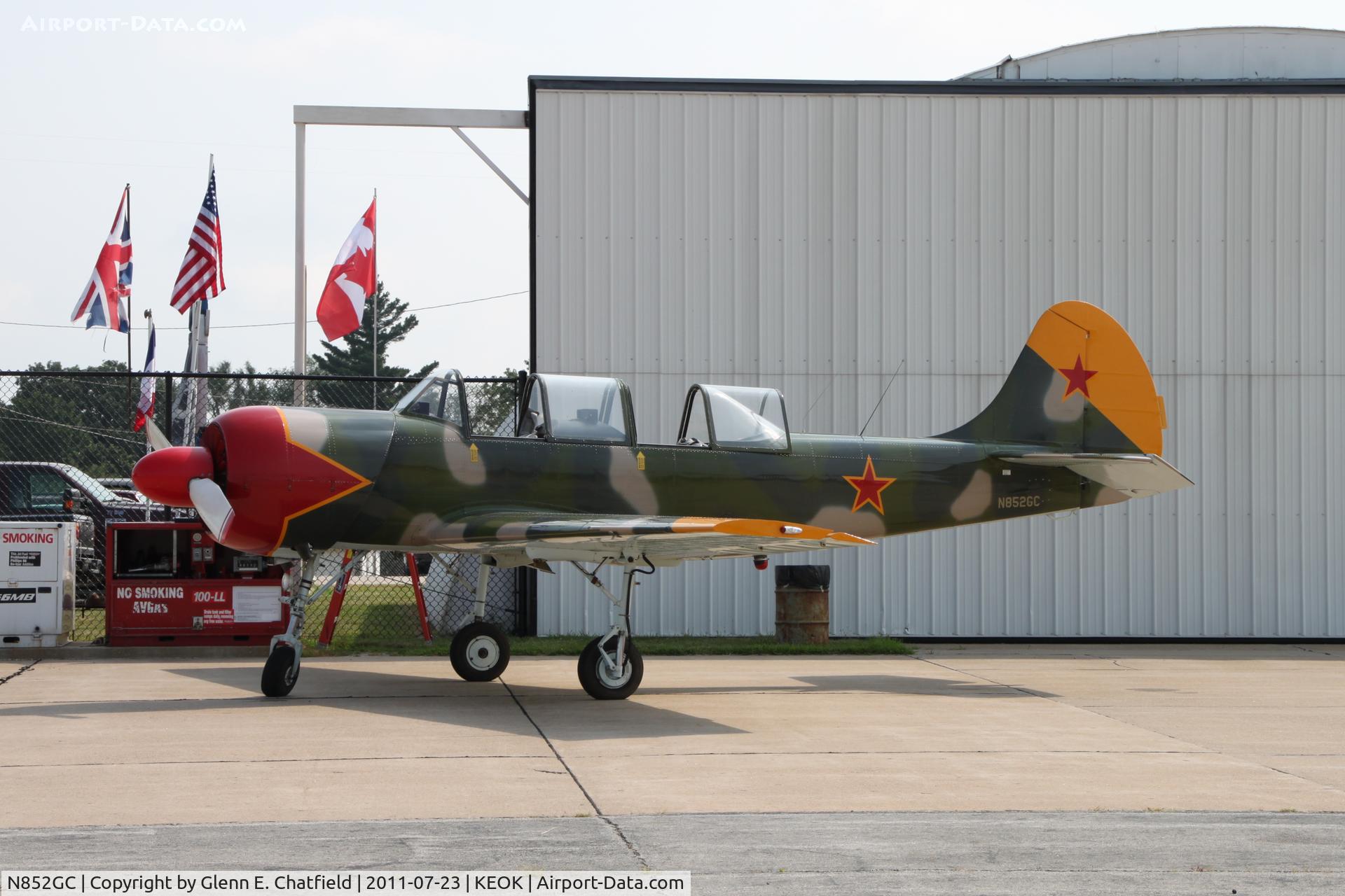 N852GC, 1988 Yakovlev Yak-52 C/N 888409, At the Liaison Bird fly-in breakfast