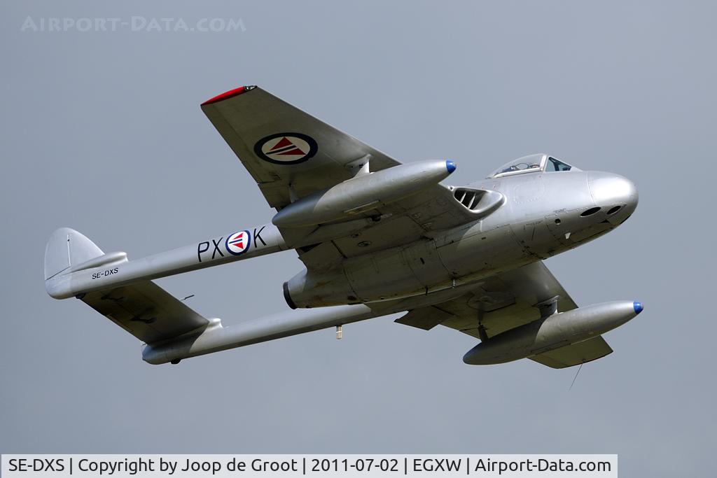 SE-DXS, 1952 De Havilland (FFA) DH-100 Vampire FB6 C/N 705, This Vampire is now in full Norwegian makings representing a 336 Skvadron Vampire F.3