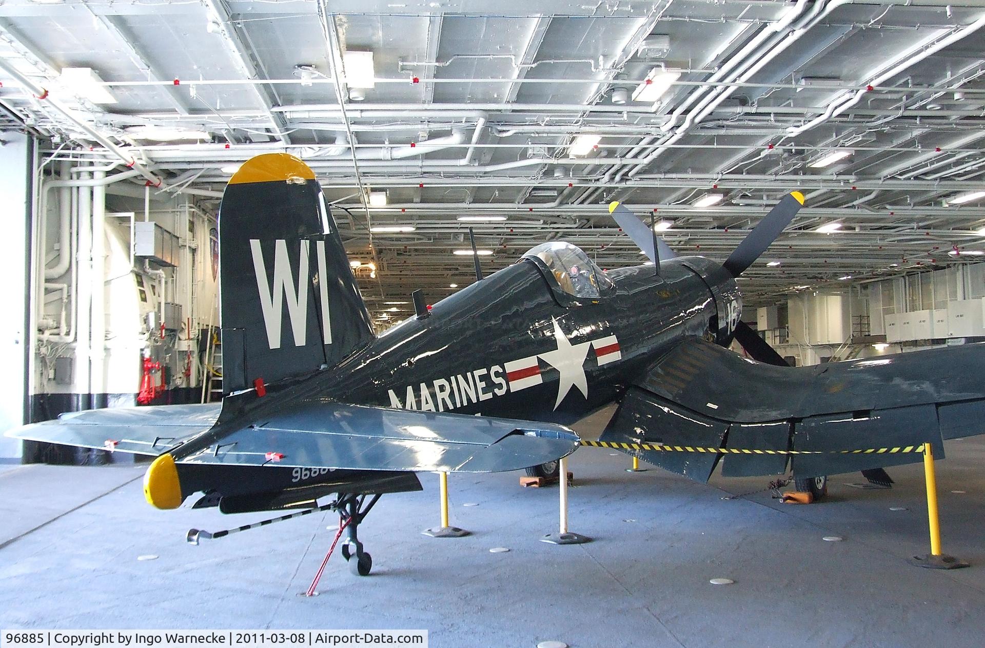 96885, Vought F4U-4 Corsair C/N 9039, Vought F4U-4 Corsair in the Hangar of the USS Midway Museum, San Diego CA