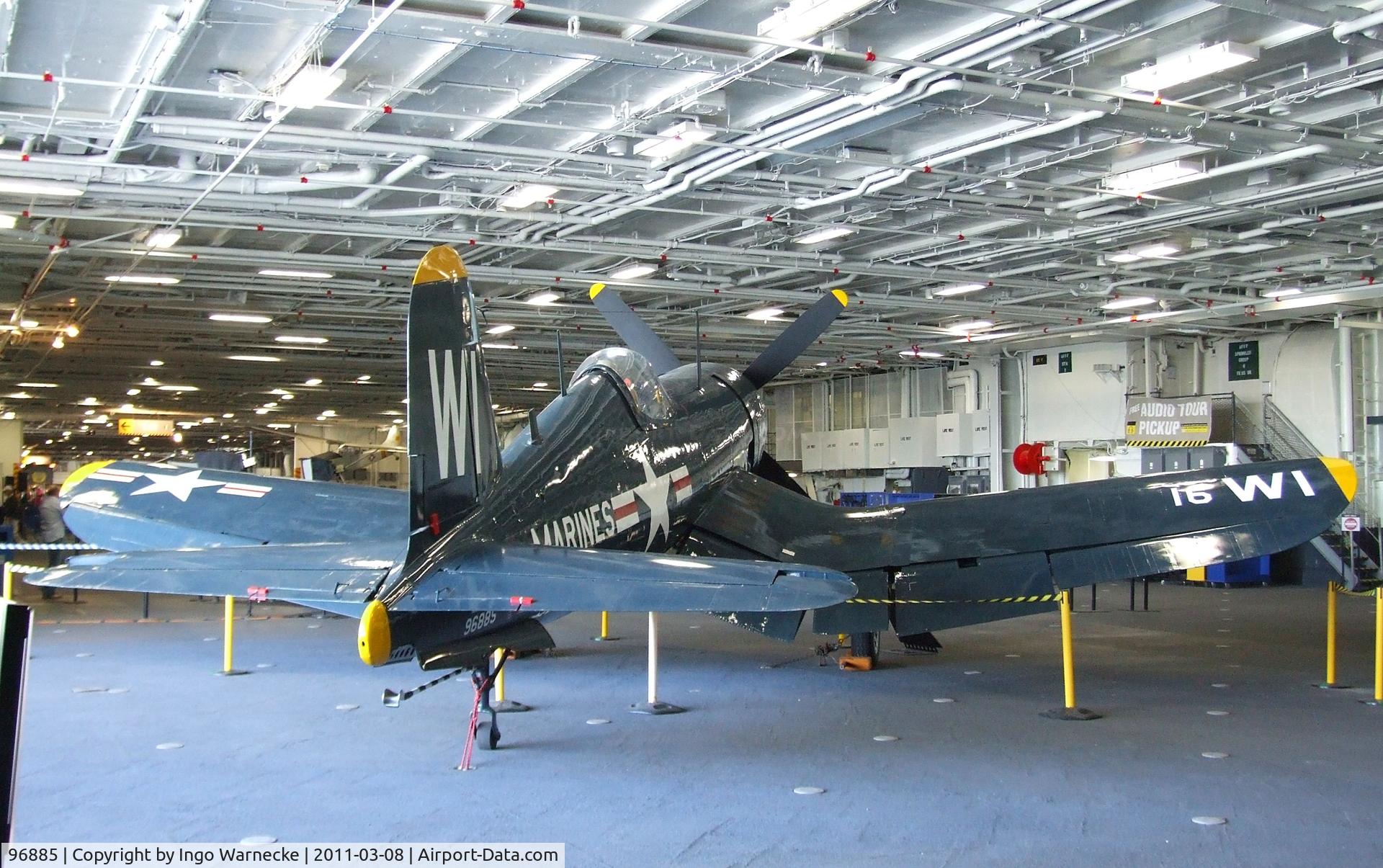 96885, Vought F4U-4 Corsair C/N 9039, Vought F4U-4 Corsair in the Hangar of the USS Midway Museum, San Diego CA