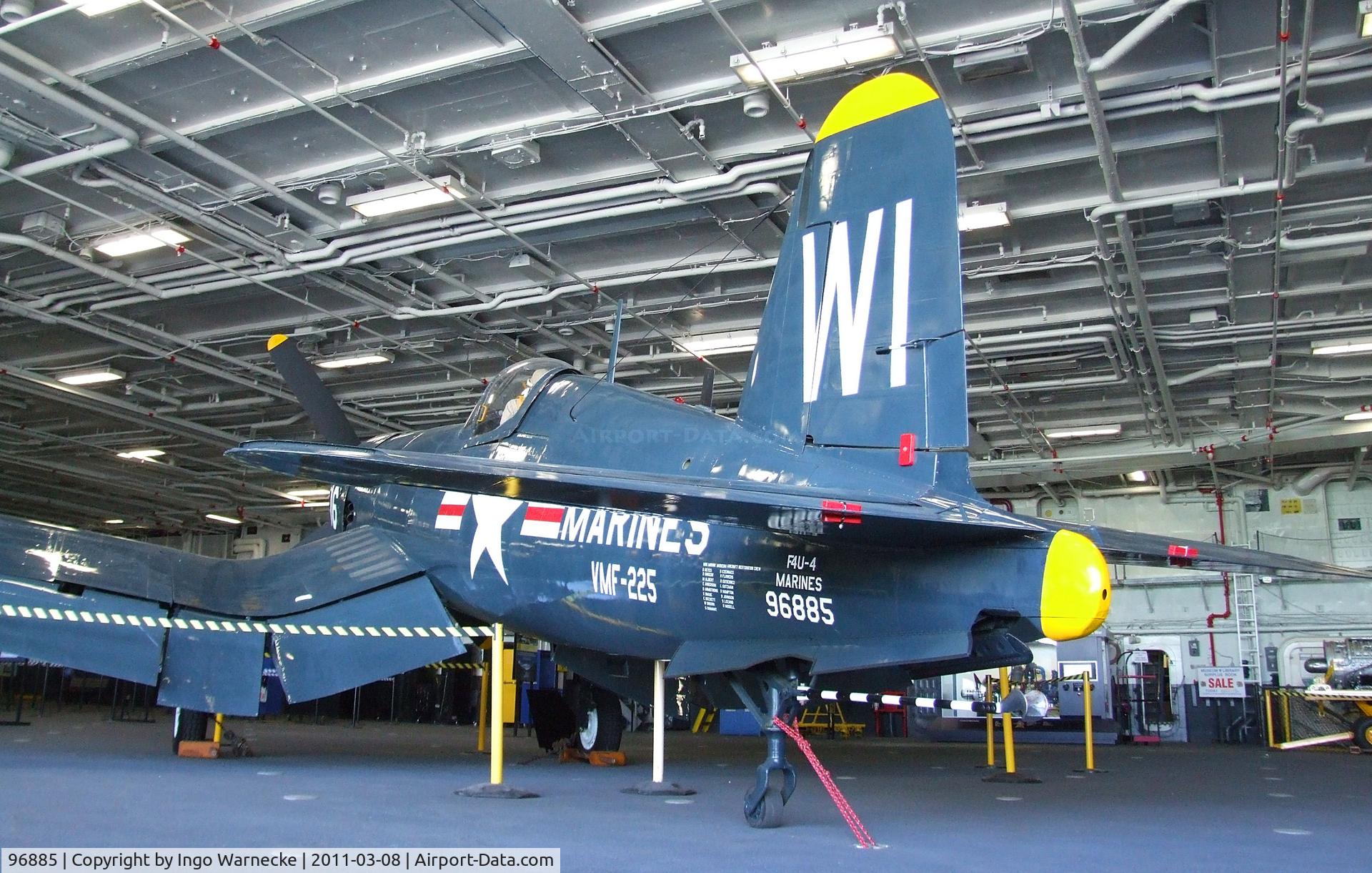 96885, Vought F4U-4 Corsair C/N 9039, Vought F4U-4 Corsair in the Hangar of the USS Midway Museum, San Diego CA