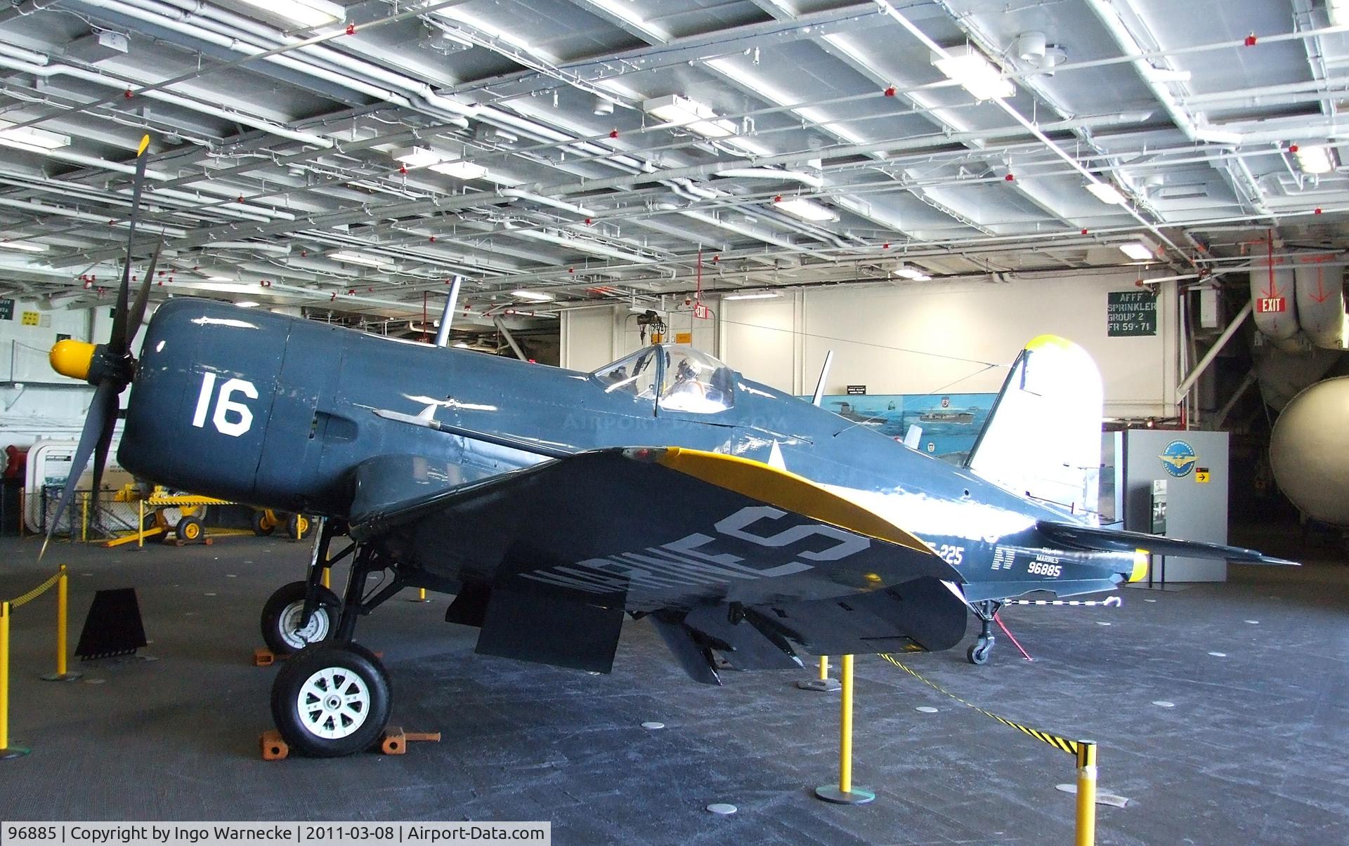 96885, Vought F4U-4 Corsair C/N 9039, Vought F4U-4 Corsair in the Hangar of the USS Midway Museum, San Diego CA