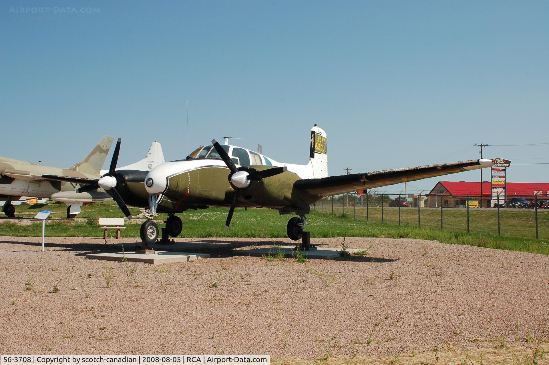56-3708, 1957 Beech U-8D (L-23D) Seminole C/N LH-109, 1957 Beechcraft L-23D at the South Dakota Air and Space Museum, Box Elder, SD