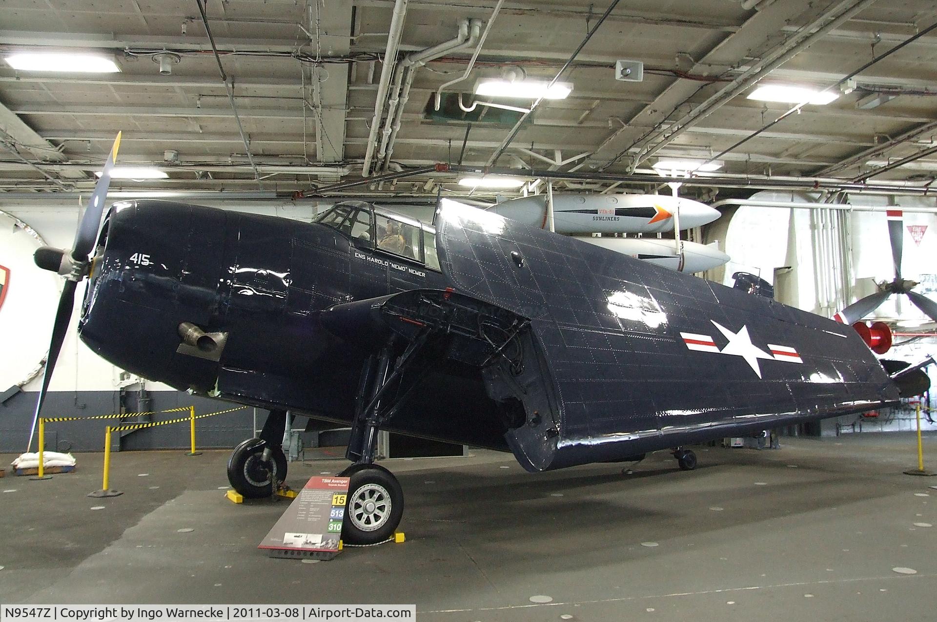 N9547Z, Grumman TBM-3E Avenger C/N 85957, Grumman (General Motors) TBM-3E Avenger in the Hangar of the USS Midway Museum, San Diego CA