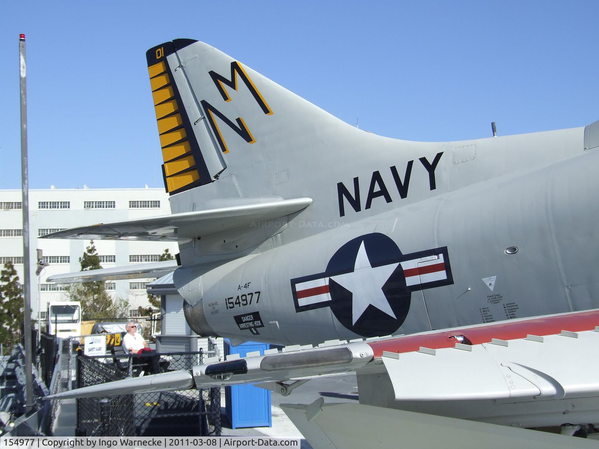 154977, Douglas A-4F Skyhawk C/N 13793, Douglas A-4F Skyhawk on the flight deck of the USS Midway Museum, San Diego CA