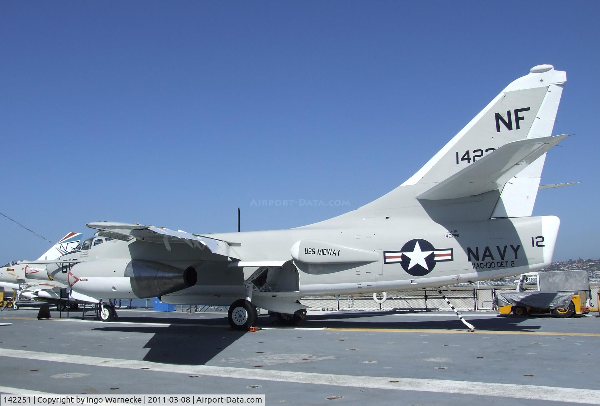 142251, Douglas EKA-3B Skywarrior C/N 11577, Douglas EKA-3B Skywarrior on the flight deck of the USS Midway Museum, San Diego CA