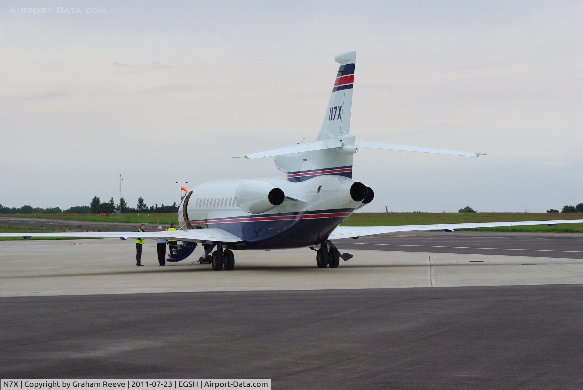N7X, 2008 Dassault Falcon 7X C/N 33, Parked at Norwich.