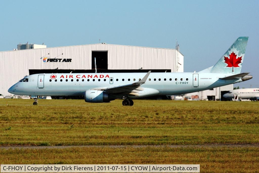 C-FHOY, 2007 Embraer 190AR (ERJ-190-100IGW) C/N 19000105, Departing Ottawa on rwy 25.